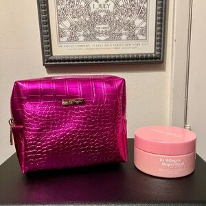 ED HARDY NWOT Metallic Pink Cosmetic Bag and GLIMMR Hair Mask (sealed) set